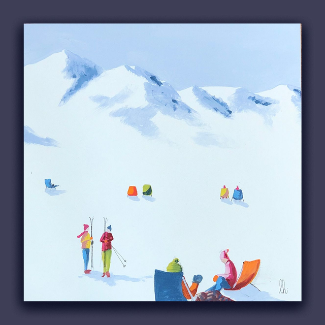 petit tableau skieur27 20X20