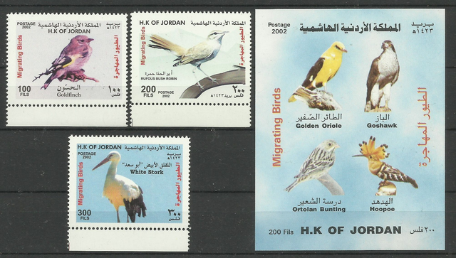 Jordan 2002 Birds Set &amp; Minisheet MNH