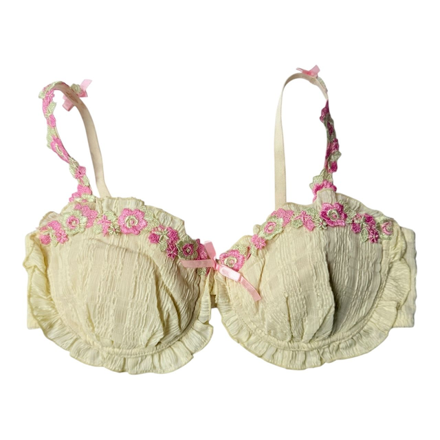 Yellow floral trim Japanese Bra UK 34B  