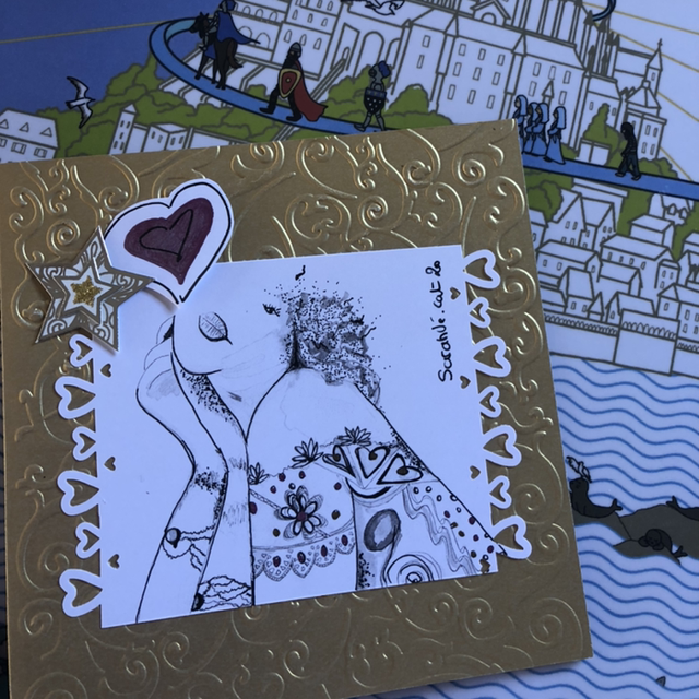 Carte - collection coeur rose - 13,5 x 13,5 cm