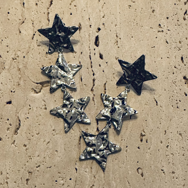 Oorbellen sterren zilver 