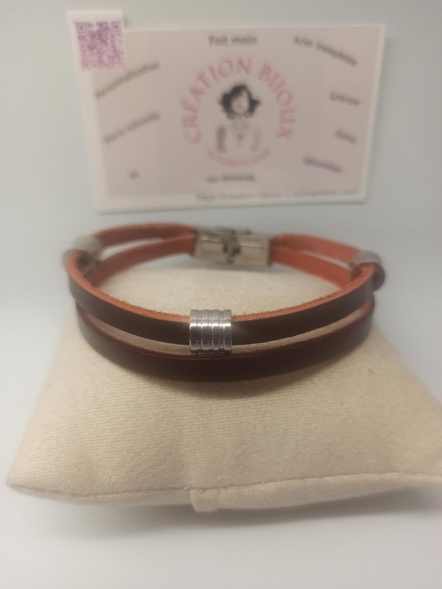Bracelet similicuir marron 