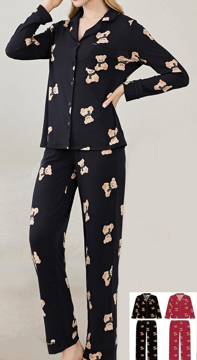 Fin de Stok Pyjama intersaison polyester avec motif nounours toute les tailles s au xxxl 