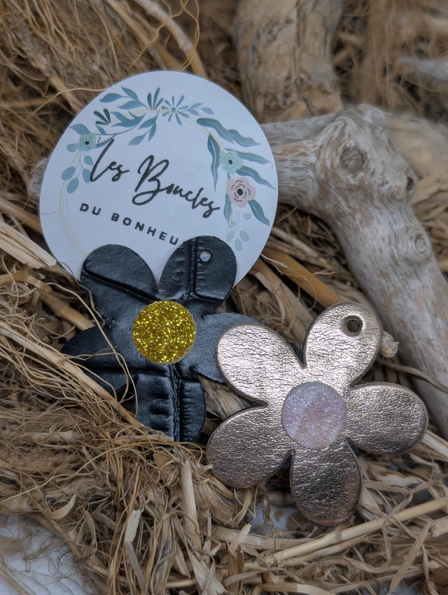 Pampilles marguerite réversible noir doré rose pam009