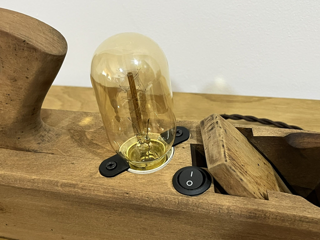 Stylish lamp, hand-made from an old carpenter's plane.