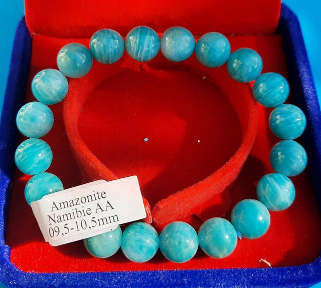 Bracelet boule 9,5-10,5mm Amazonite AA