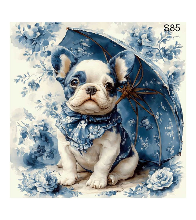 Panneau Chien vintage en Velours - 30x30cm 