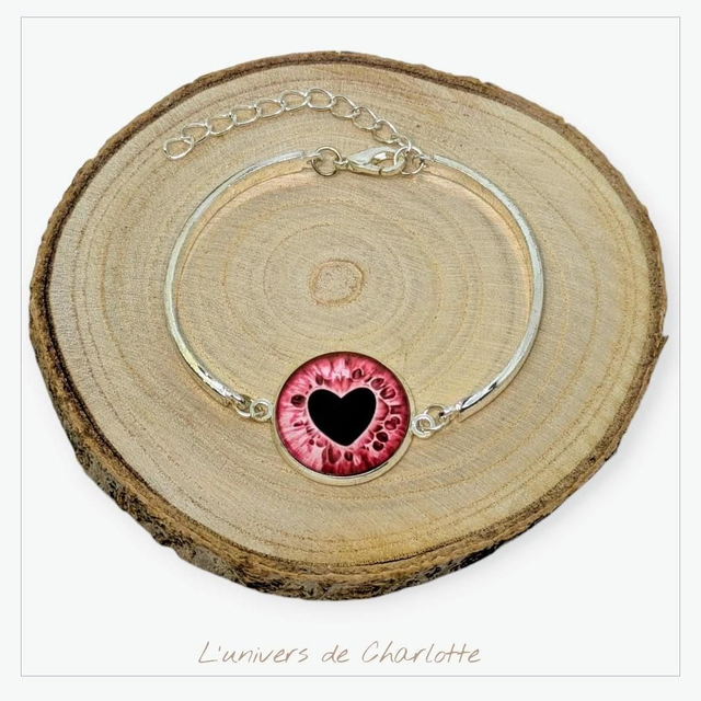 Bracelet &quot;Rouge&quot; coeur acier C-06