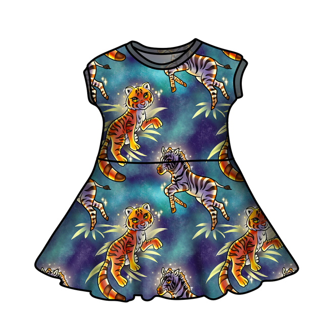 Short Sleeve - Dreamweaver 'Magical Tigers &amp; Zebras' Twirly Dress
