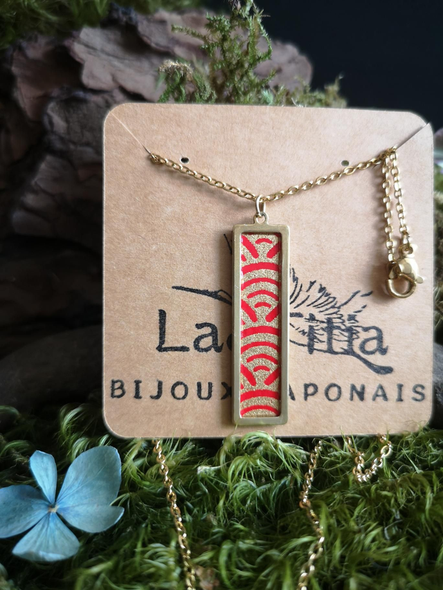 Collier - papier washi - vague - Seigaiha - laiton - La&Titia