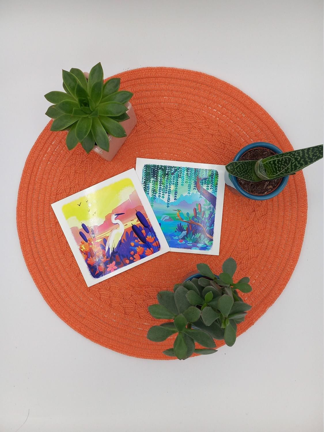 Lot de 2 Cartes Postales Martin-Pêcheur et /ou Aigrette