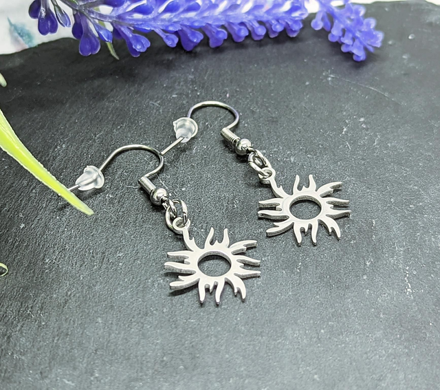 Stainless Steel Sun Drop Earrings 