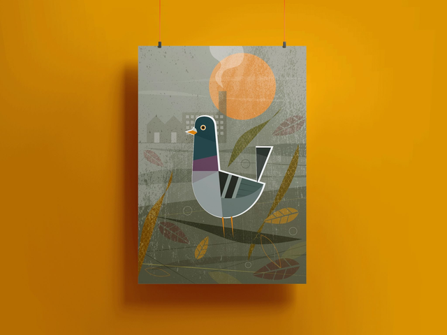 Urban Pigeon - Retro Print