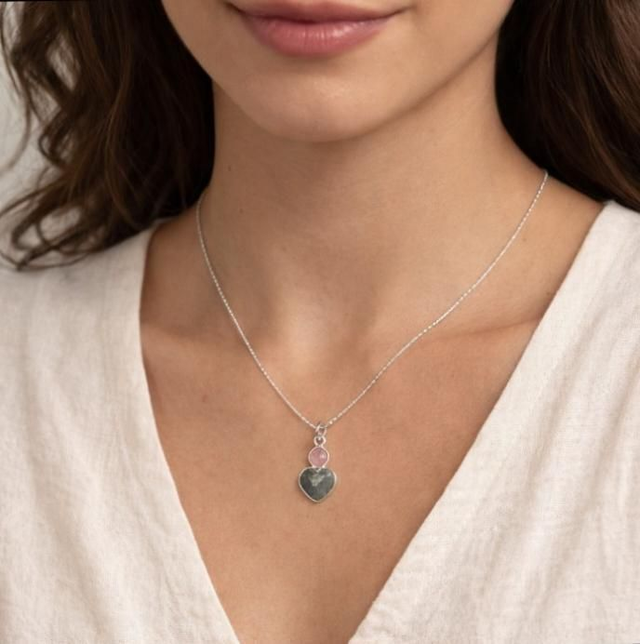 Collier en argent 925 labradorite et quartz fraise