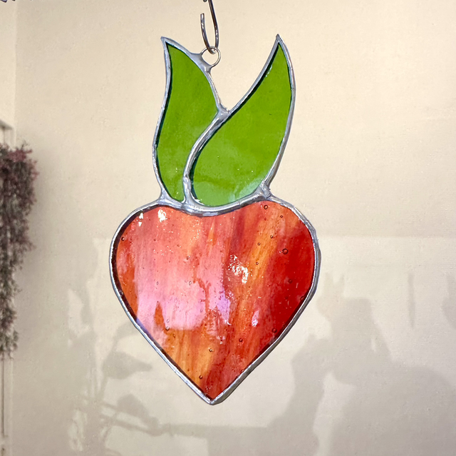 Mini cœur vitrail (fraise)