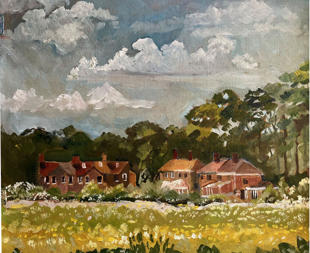 Hall Garth from Beverley Minster, 12x10 oil on canvas board.