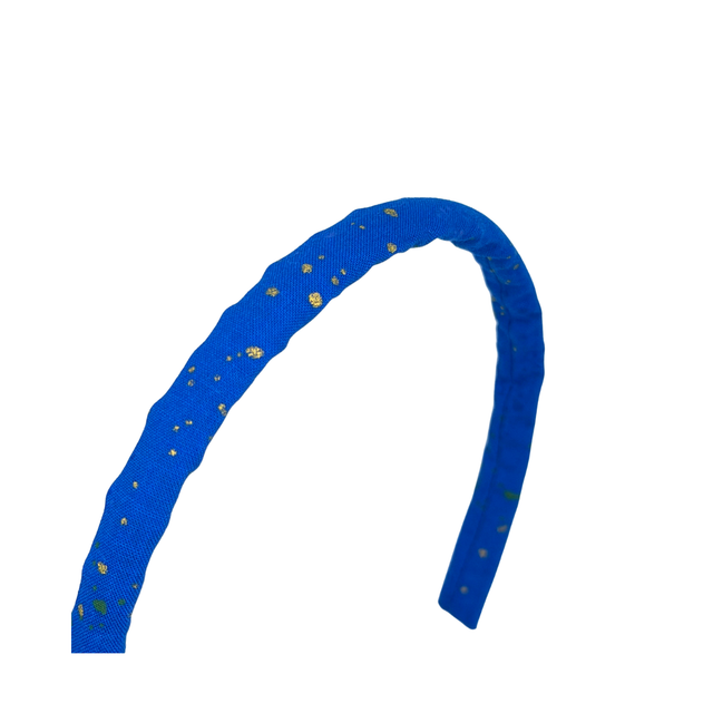 Narrow Alice Band - Royal Blue Metallic Gold Speckle - Japanese Cotton