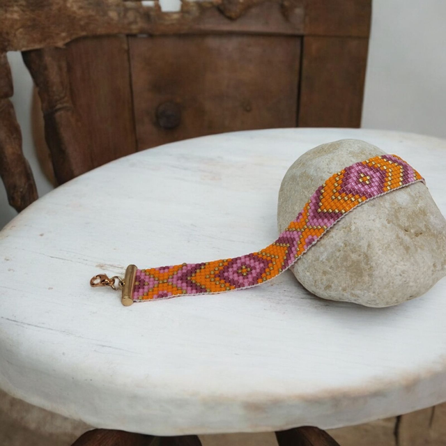 Bracelet tons rose, orange et or