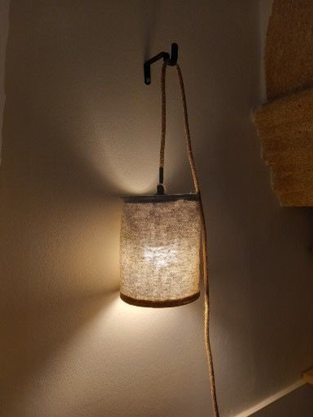 Abat-jour en chanvre naturel -  lampe baladeuse artisanale Ø20 cm