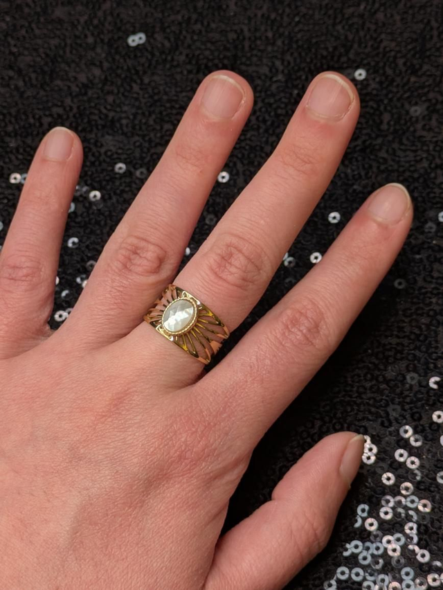 Bague nacre anneau facettes 