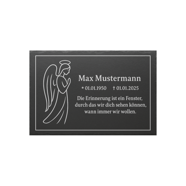 Personalisierte Trauertafel aus Schiefer – 20 x 30 cm