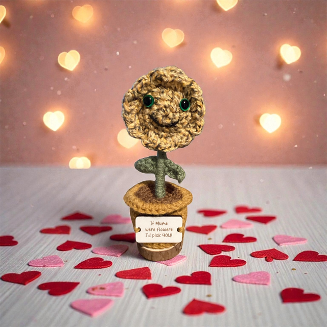 Crocheted positive pal (mum flowers)