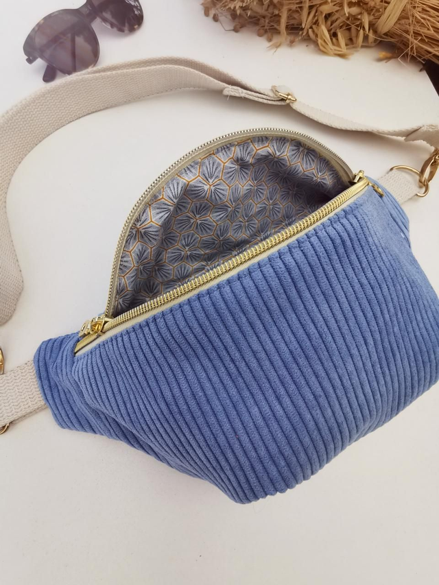 Banane THELMA velour bleu ciel 