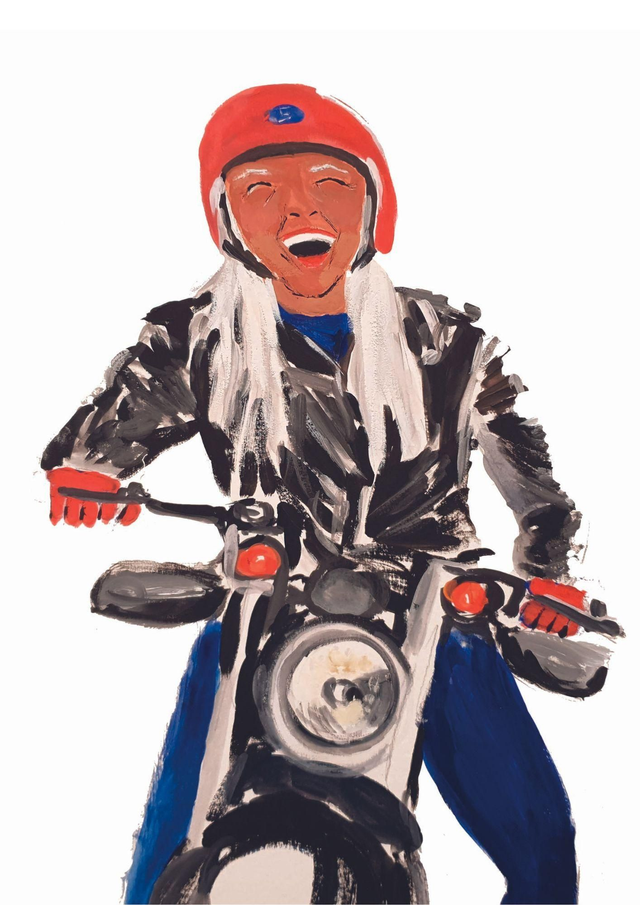 Affiche A4 mamie motarde