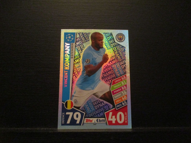 Vincent Kompany - UEFA Champions League Match Attax 2017/18 Original Trading Card #167
