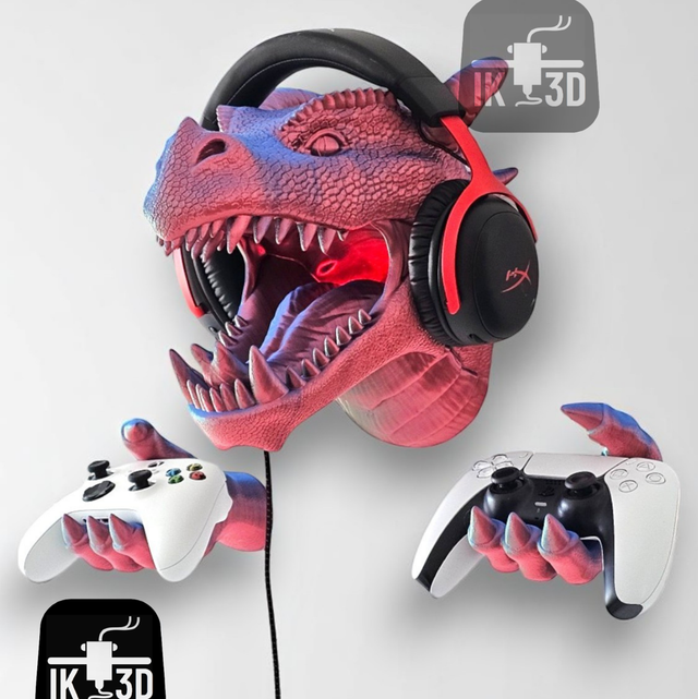 🦖 Support Gaming Dinosaure – Impression 3D – Couleurs personnalisables 🎮