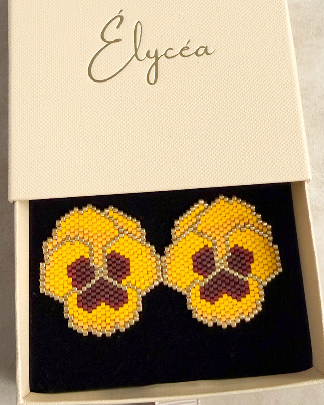 Pensées - Boucles d'oreilles tissées main