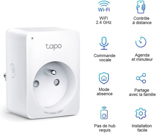 TP-Link Tapo P100, Prise Connectée WiFi, compatible avec Alexa, Google Home, Contrôler la cafetière, lampe,..,le radiateur à distance, 2 Pack, 4 Pack