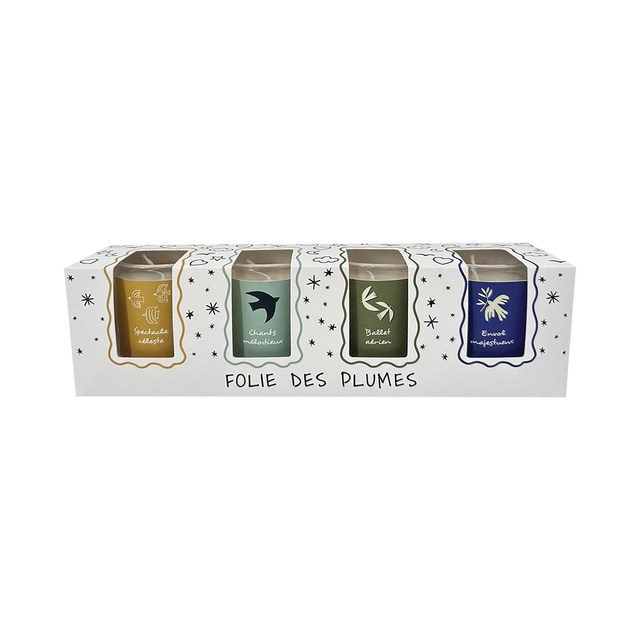 Coffret de 4 bougies folie des plumes