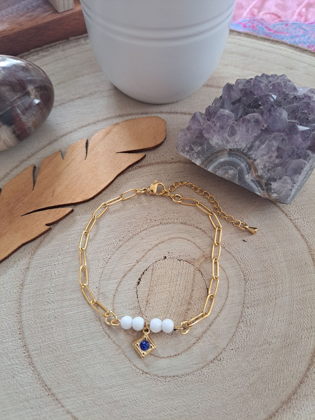 Bracelet agate blanche