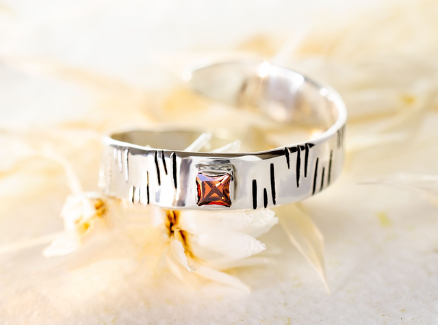 Anillo ajustable de plata de Ley con cuarzo ahumado