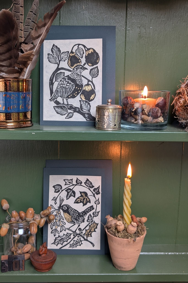 Christmas Cards - Handprinted and Hand Finished on Lokta Paper