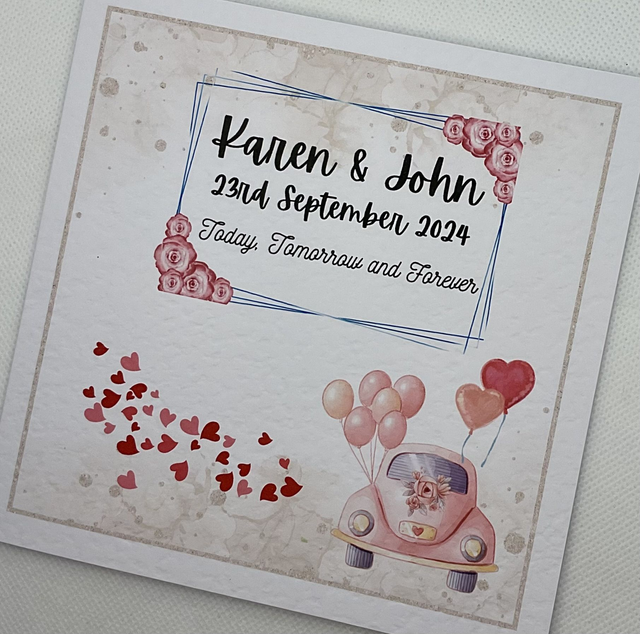 Personalised wedding card. Handmade custom wedding card for newlyweds. Matching items available