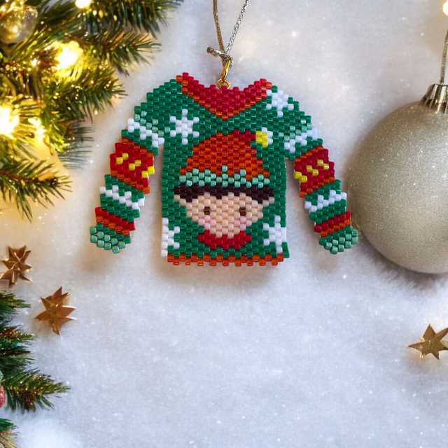 Déco de sapin - Pull de noel lutin