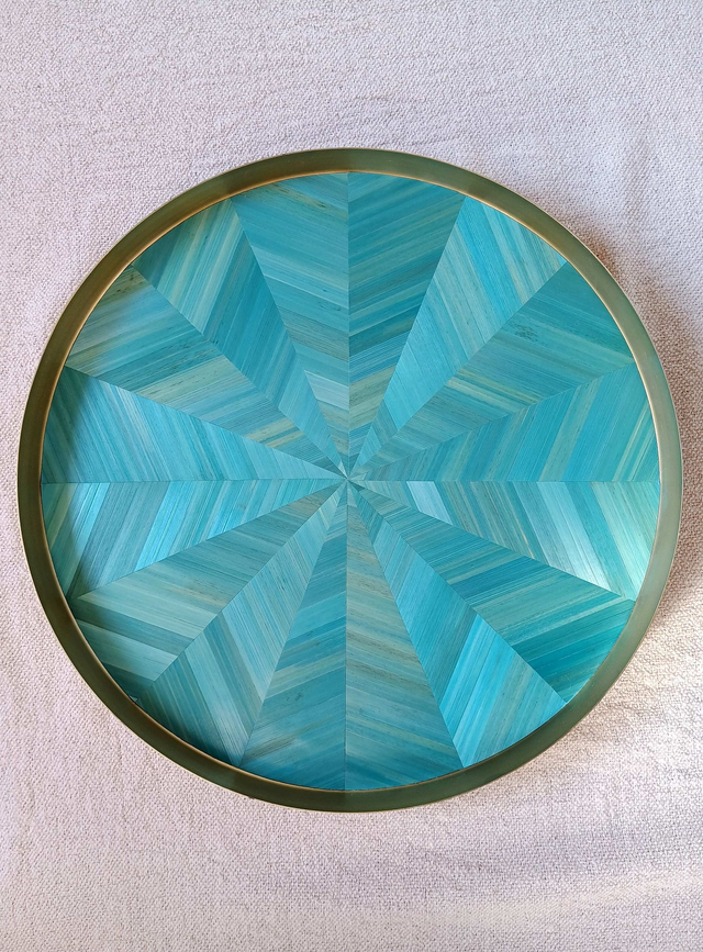 Plateau de service métal doré Chevron