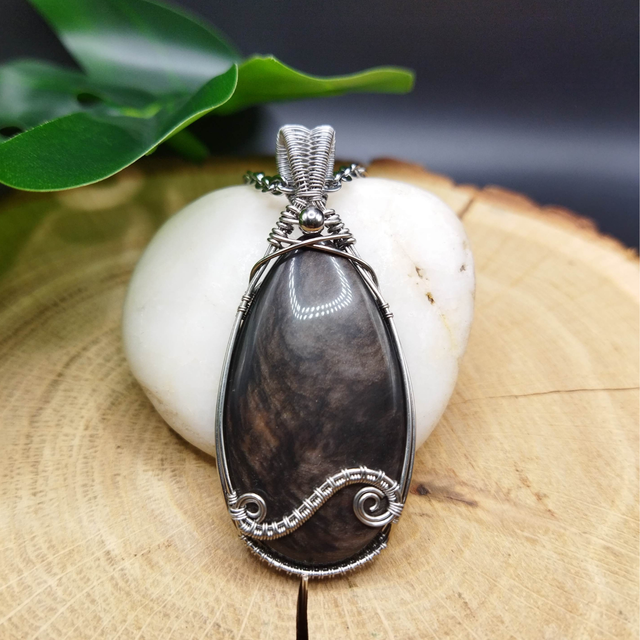 Pendentif Obsidienne Dorée