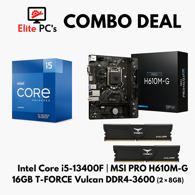 Combo Deal - Intel Core i5-13400F, MSI Pro H610M-G, T-Force Vulcan DDR4-3600 (2 x 8GB)