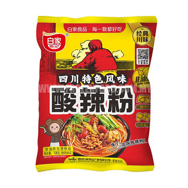 Baijia Instant Sweet Potato Vermicelli - Hot &amp; Sour Flavour 105g