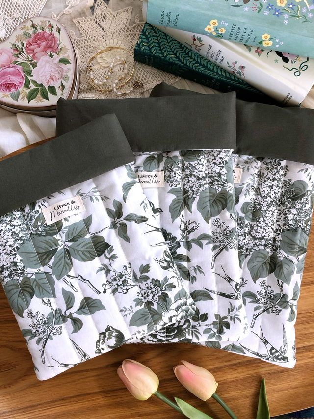 Pochette à livres en coton matelassé Philomèle - verte