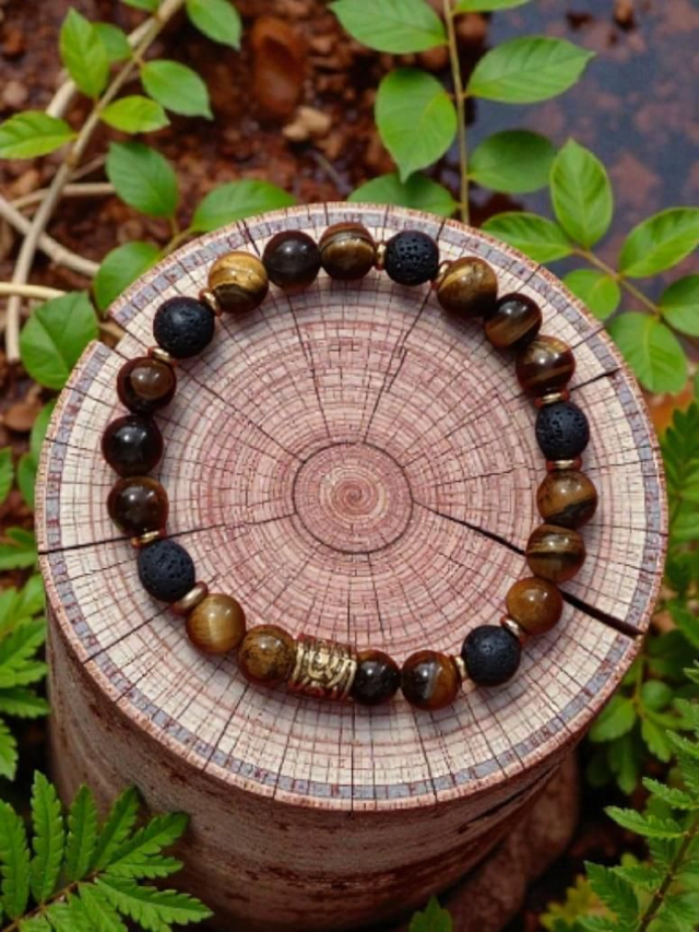 Bracelet Oeil de tigre/Pierre de lave - Force &amp; Protection