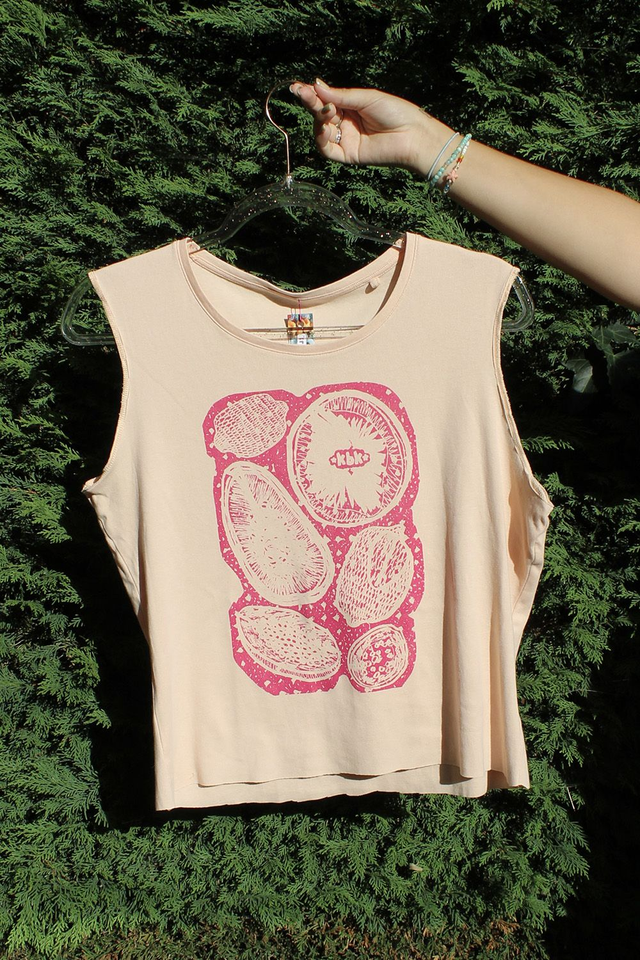 Peach and Pink Fruity Printed Vest