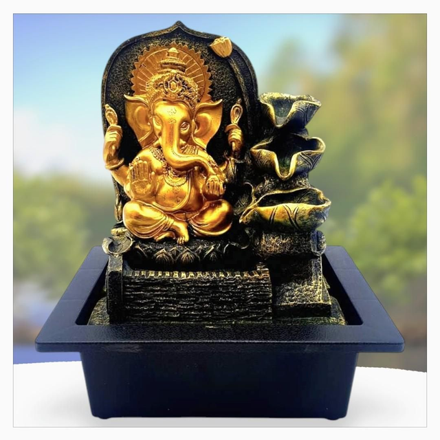 "Ganesh et cascade design" - Fontaine en résine 27 cm