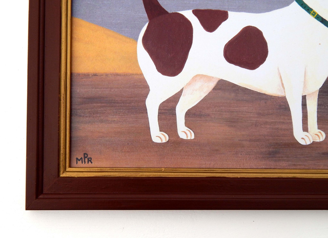 Framed Fine Art Print Naive Jack Russell Terrier Folk Art Dog