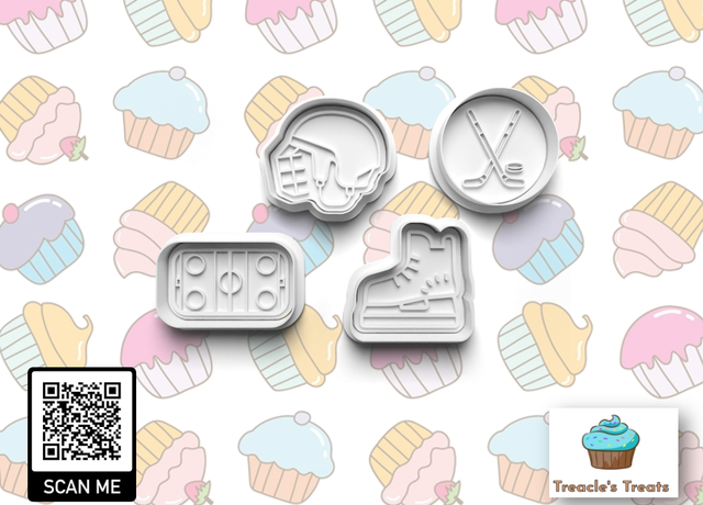 Ice Hockey Theme Fondant/cookie stamps with cutters