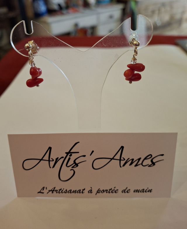 Boucles d'oreilles en bambou rouge