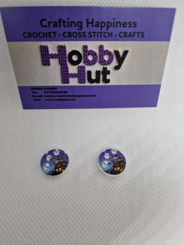 Halloween Haunted House with Ghosts Buttons 